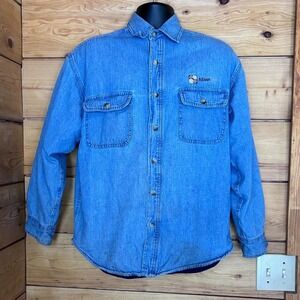 Vintage Denim Fleece Lined Shirt Jacket Mens Medium Blue Canada Sportswear